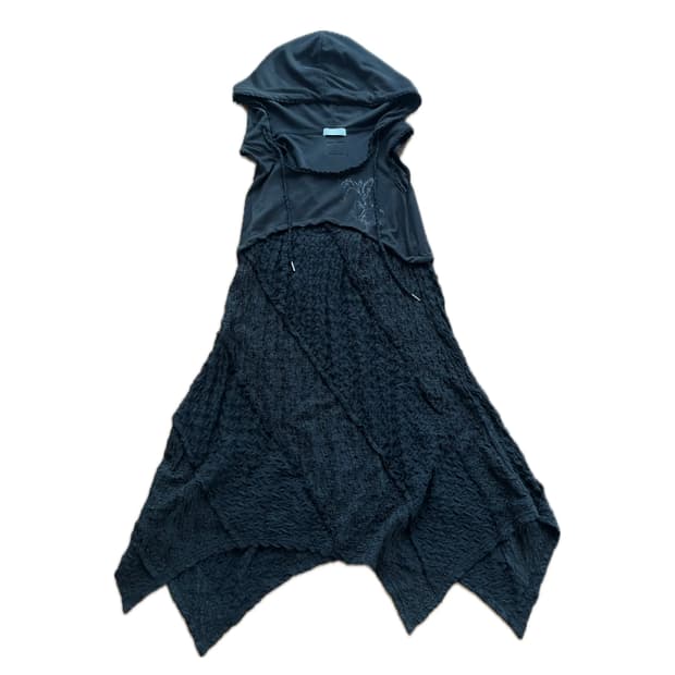 허그유어스킨 레이스 패치워크 원피스 언발 드레스 블랙