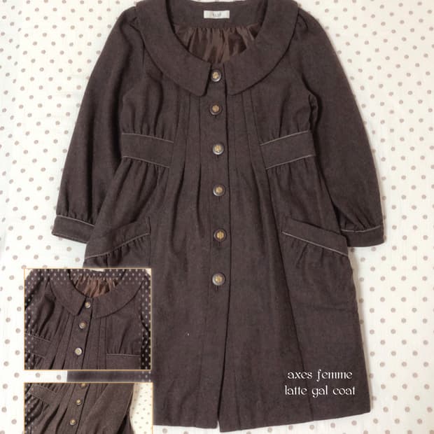 빈티지 엑시즈팜 초코 라떼갸루 코트