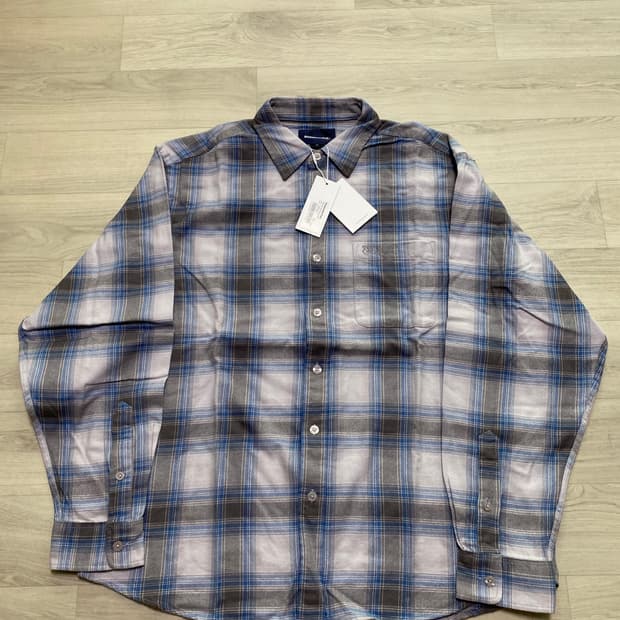 디스이즈네버댓 Shadow Plaid 플란넬 체크 셔츠 블루 그레이 L