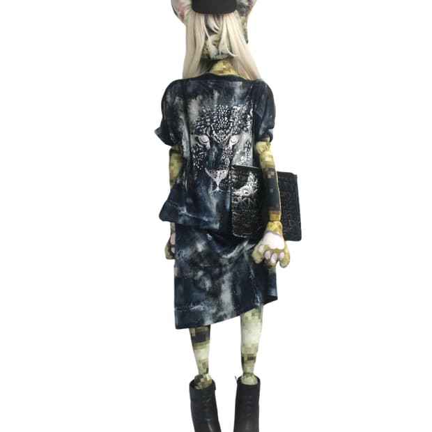 Washed Printed Zip Asymmetrical Dress