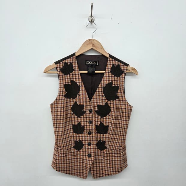 에스카다 체크 패턴 조끼 여성 S