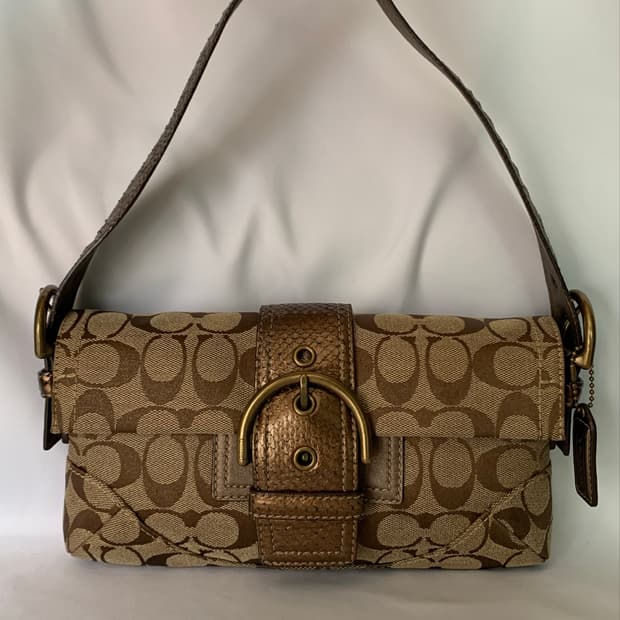 [희귀👜] Coach 코치 브라운 바게트 버클 숄더백