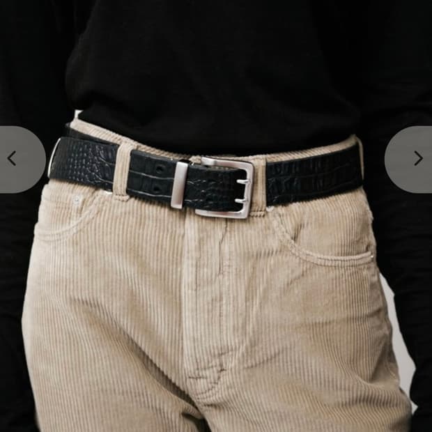 [90] 아워레가시 black croco embossed 3.5cm 벨트