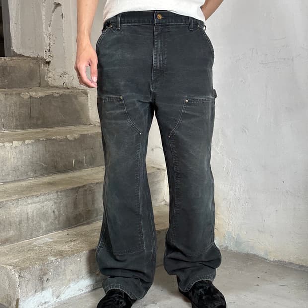 OG USA Made 칼하트 블랙 더블니 칼하트 B01 워크팬츠 썩블니