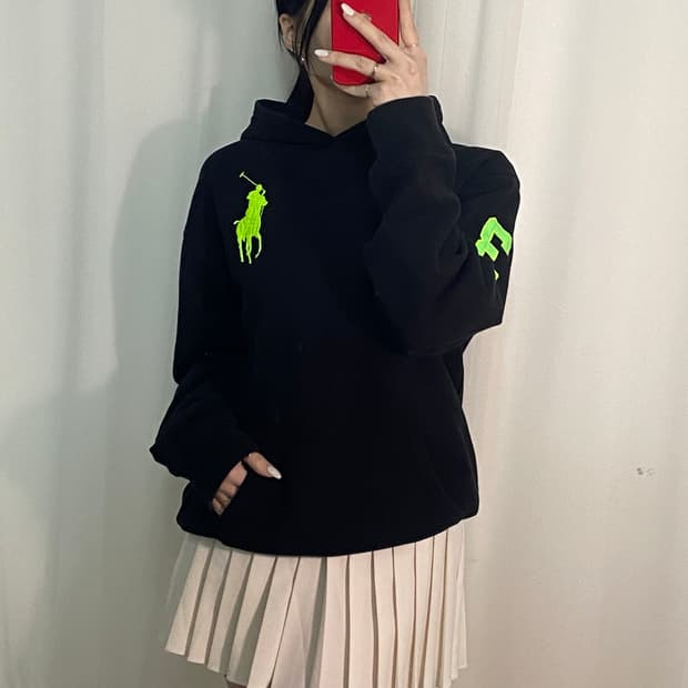 폴로 빅포니 블랙 후드티