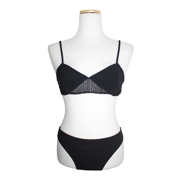 샤넬 블랙 레이스 비키니 수영복 36