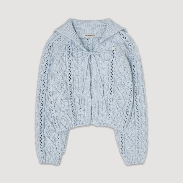 썸웨어버터 리본 케이블 가디건 - 라이트 블루
