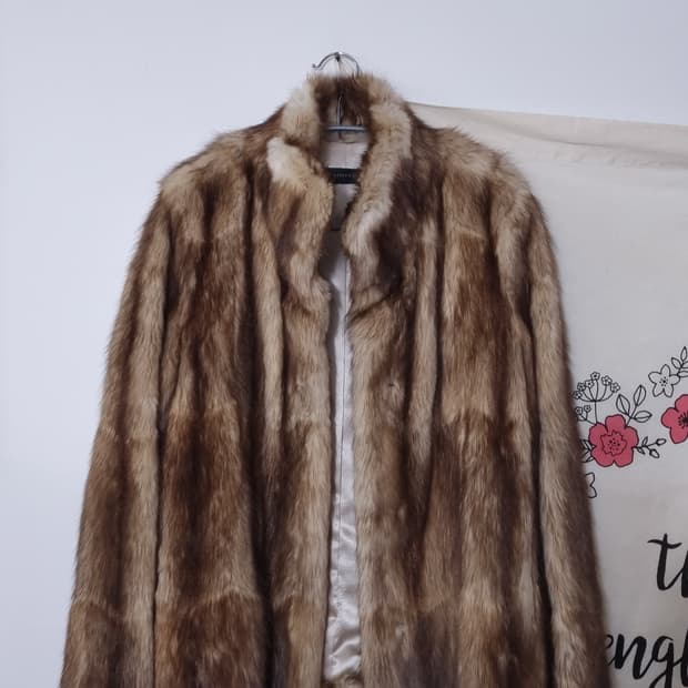  머스크랫 100 모피 퍼 자켓