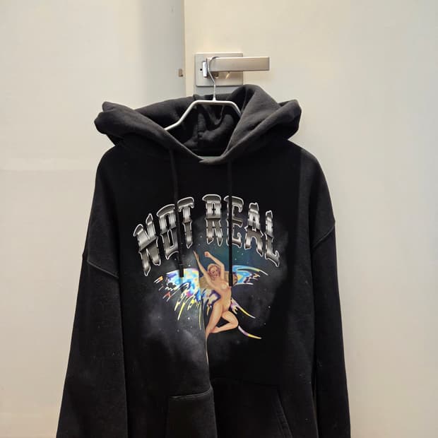 Off-White NOT REAL 블랙 후드티 M