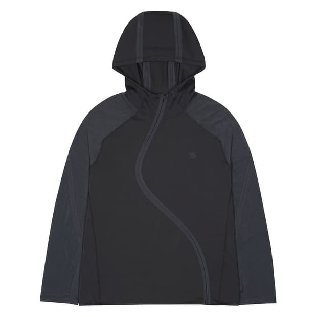 (3 4) 산산기어 웨이브 롱 슬리브 블루 차콜 새상품