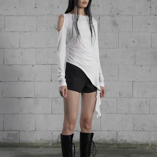 보헤미안서울 DRAPE OFF SHOULDER T, WHITE