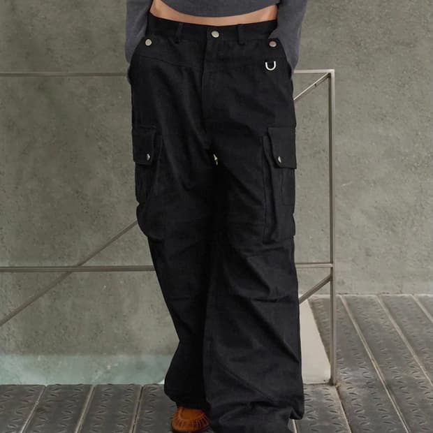 락케이크 오픈 포켓 카고 팬츠 블랙 M