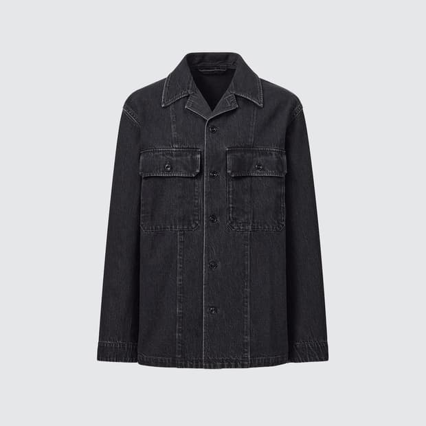 유니클로 U 데님 셔츠 자켓 블랙 M