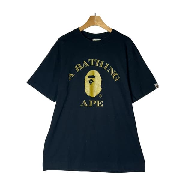 [BAPE] 00s 베이프 골드 사루로고 프린팅 반팔티셔츠
