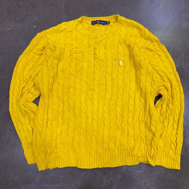 폴로 랄프로렌 클래식 케이블 니트 옐로우 여성 L