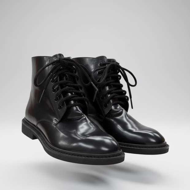 240/ 국내제작 블랙 레더 레이스업 부츠