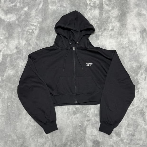 리복 크롭 후드집업