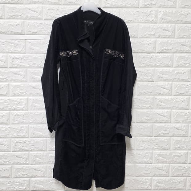 L택포// S 한섬 오브제 양모혼방 블랙 코트