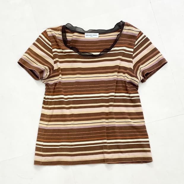 [Gerard Darel] Mesh Trim Stripe Top