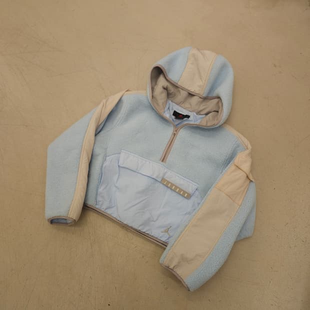 조던 배색 크롭 플리스 아노락 집업