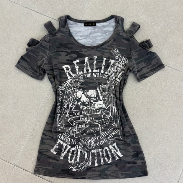 M.K.R 밀리터리 오프숄더 반팔