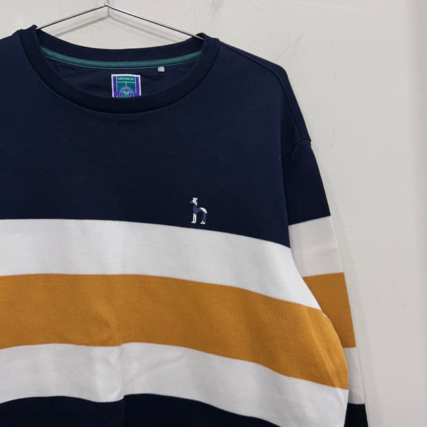 해지스 X 윔블던 배색 단가라 와플코튼 맨투맨