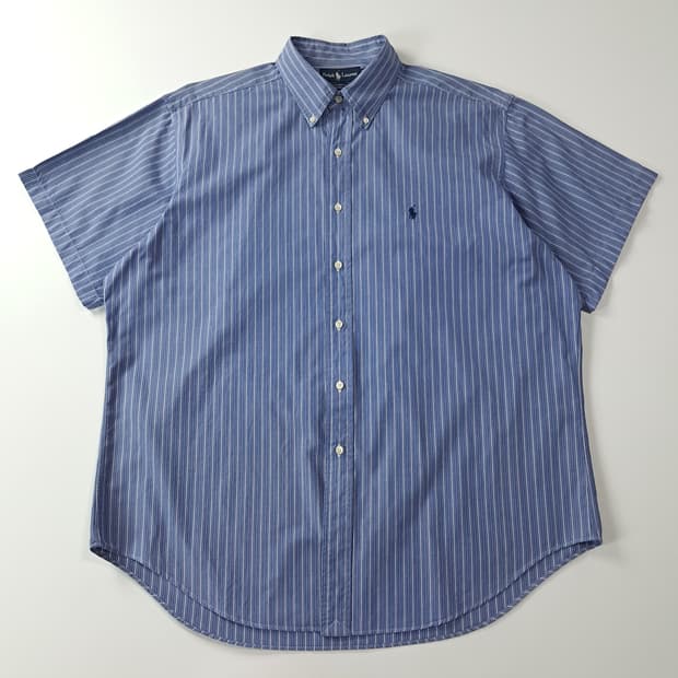 CA578 XL 폴로 90s 홍콩판 블루 스트라이프 반팔 셔츠 남방