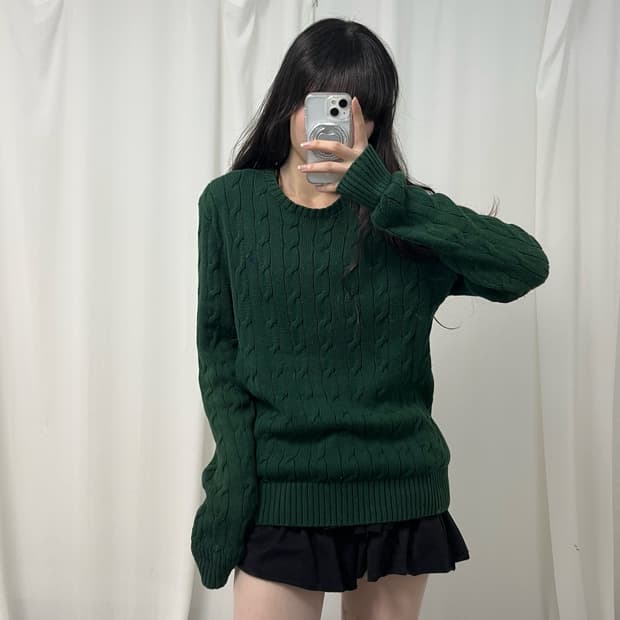 Polo dark green cable knit