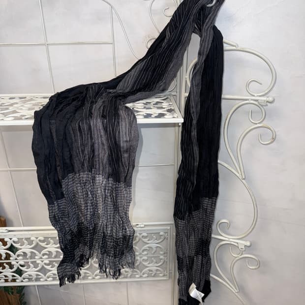 Calvin Klein black gray stripe muffler