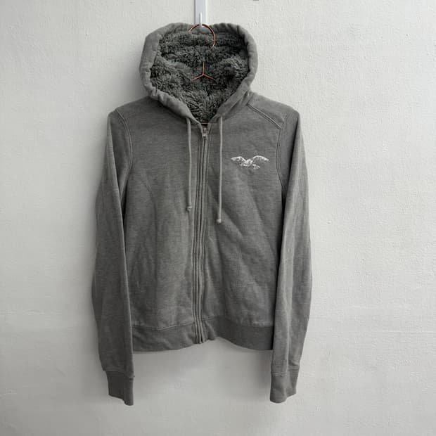 홀리스터 기모 후드집업 그레이 S