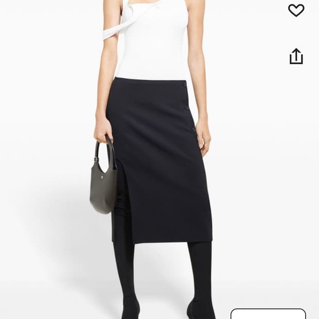 꾸레쥬 오블리크 테일러드 울 미디스커트