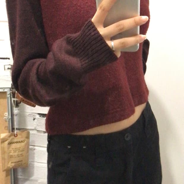 버건디 레드 레글런 니트