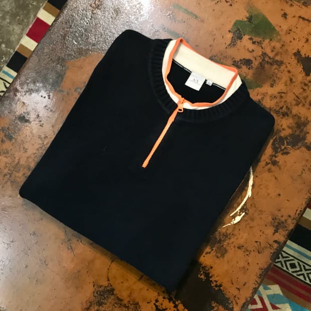 아르마니 익스체인지 블랙네이비 코튼 반집업 풀오버 남성 105