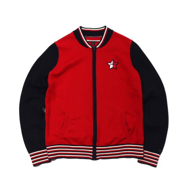 TOMMY HILFIGER  스타 로고 배색 니트 집업  women S