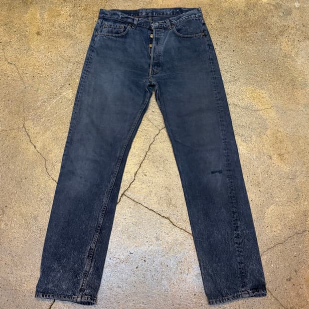 90s Made in USA 빈티지 리바이스 501 블랙진 흑청 청바지