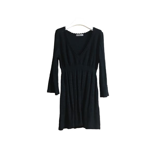 오네갸루 y2k 블랙 글리터 슬림핏 7부 니트