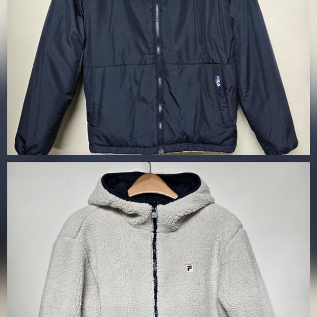 휠라 양털 후리스 리버시블 후드집업S