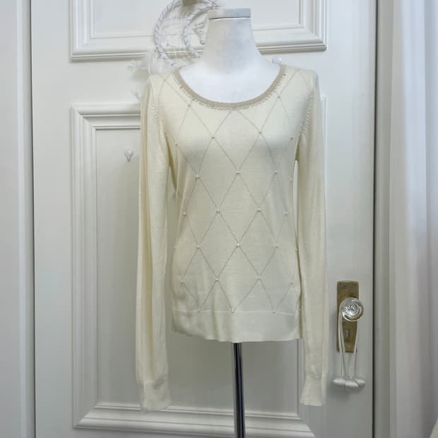 creamivory beige glitter pearl point kni
