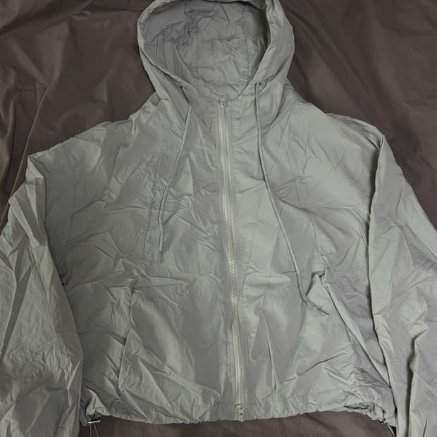 빈티지 크롭 바람막이 윈드브레이커 그레이