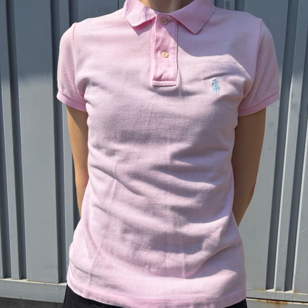 Ralph Lauren 슬림핏 베이비핑크 폴로 티셔츠