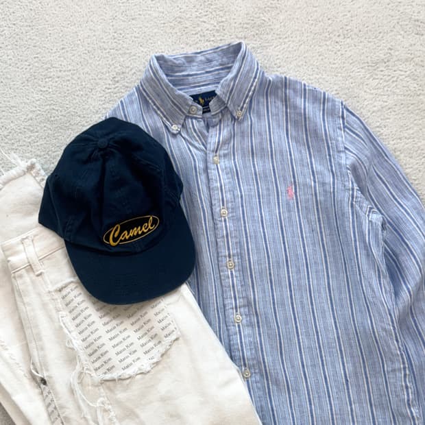 폴로 스트라이프 린넨 셔츠