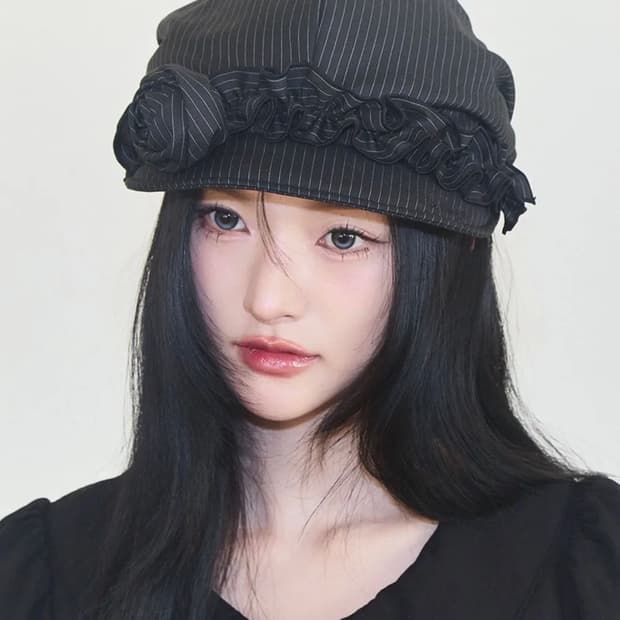 일리고 플레르 러플 헌팅캡 블랙 스트라이프