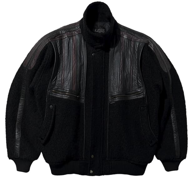 랑카스터 울 카우레더 배색 봄버 자켓