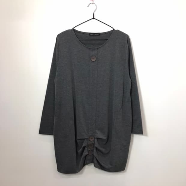 Jpn Grey Shirred Hem Long Sleeve