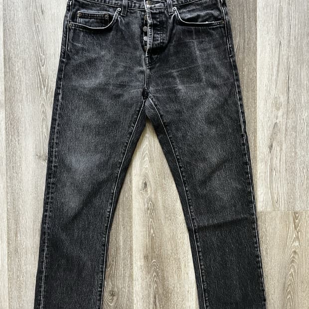 슈프림 스톤 워시드 슬림 진 블랙