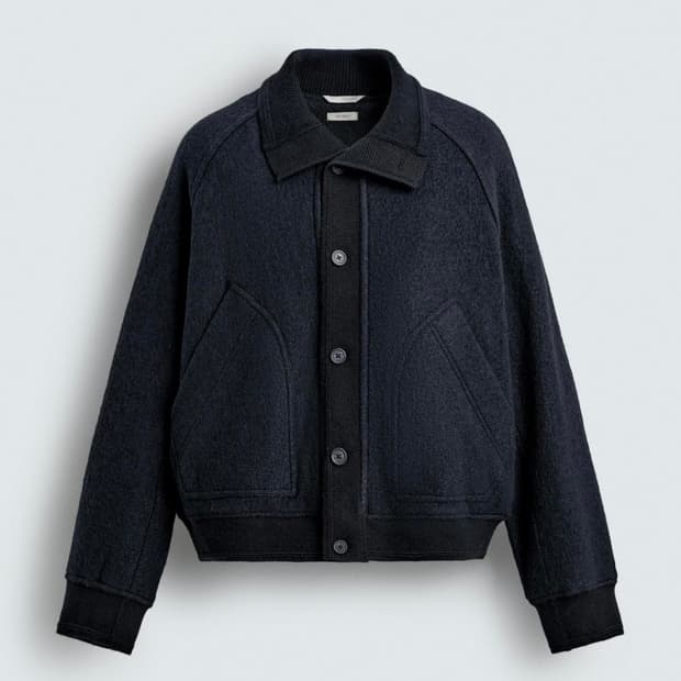 자라 콤비 리브 칼라 점퍼 네이비 