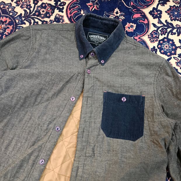 프리즘웍스 코듀로이 블럭 다이아몬드 퀄팅 셔츠 M size