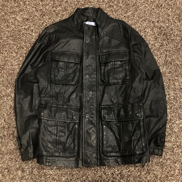 엠비오 양가죽 쿼드포켓 레더 가죽 자켓