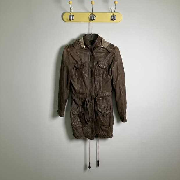 조르지오 브라토 후드 가죽 자켓