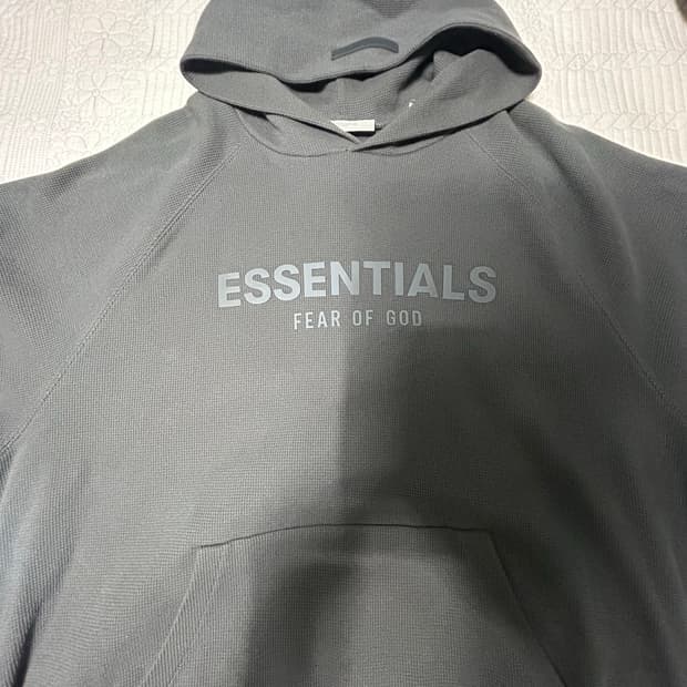 에센셜 와플 래글런 후드 오프 블랙 m사이즈